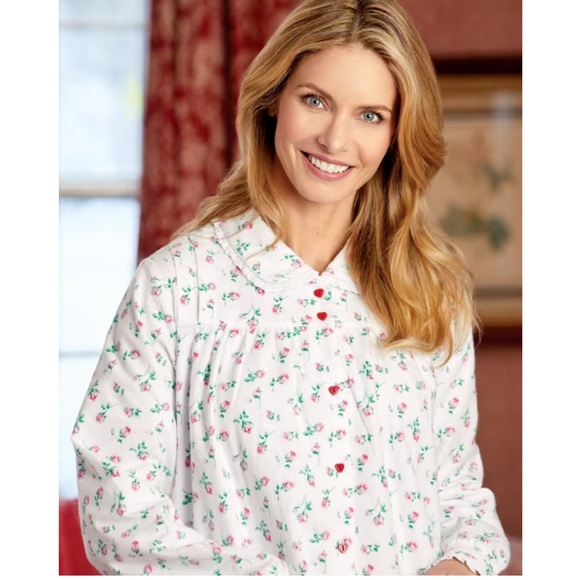 Lanz of Salzburg  Cotton Flannel Nightgown 3X Pink Rose Cottagecore Prairie - Picture 5 of 10